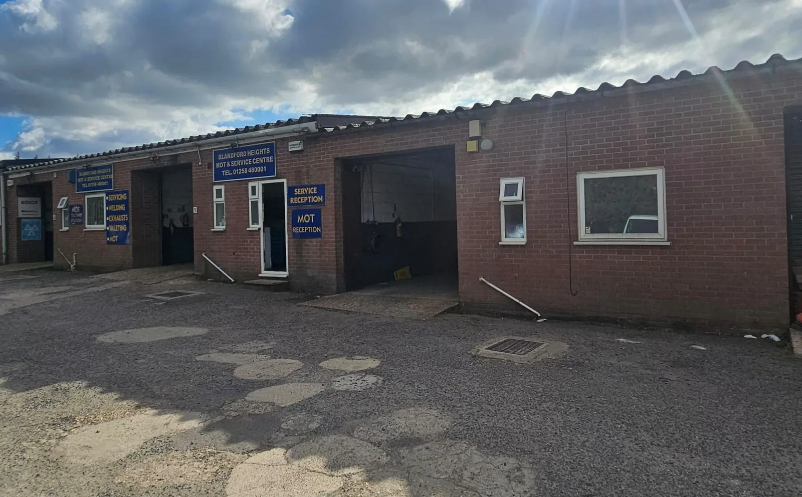 Blandford Heights MOT and Service Centre: the workshop bays, service reception and MOT reception