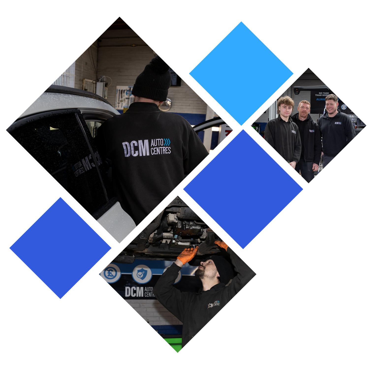 Garage crew working on car repairs and tyre fitting in Shaftesbury and Blandford